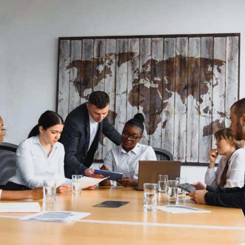 Business Team Busy Working Talking Concept